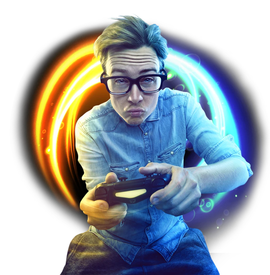 Gamer usando óculos